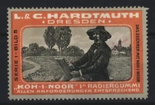 Reklamemarke Dresden, L. & C. Hardtmuth, Koh-I-Noor, Radiergummi, Künstler im Freien