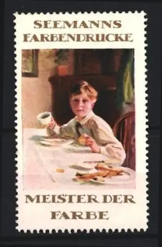 Reklamemarke Seemanns Farbendrucke, Junge beim Essen