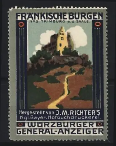 Reklamemarke Würzburg, Würzburger General-Anzeiger, Zeitung, Trimburg a. d. Saale