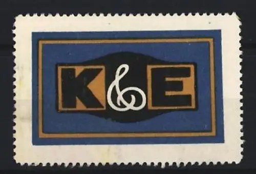 Reklamemarke König & Ebhardt, Buchdruckerei, Firmenlogo im blauen Rahmen