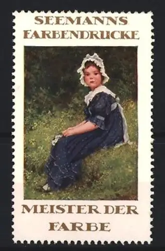 Reklamemarke Seemann, Farbdrucke, Mädchen im Garten