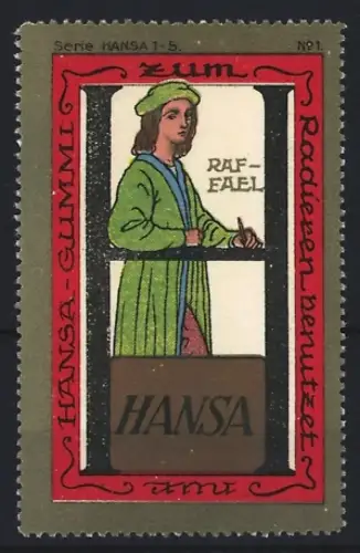 Reklamemarke Hansa, Radiergummi, Rafael mit Radiergummi