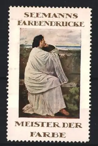 Reklamemarke Seemanns Farbendrucke, Frau am Meer