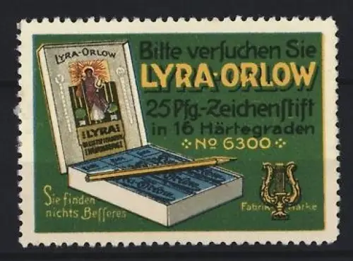 Reklamemarke Lyra-Orlow Zeichenstifte, Lyra-Symbol