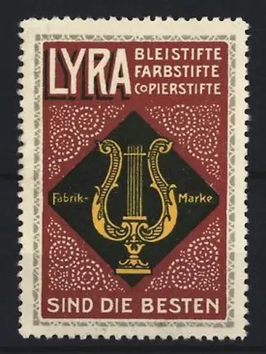 Reklamemarke Lyra, Bleistifte, Farb- und Copierstifte, Lyra-Symbol