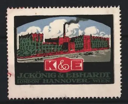 Reklamemarke London, J. C. König & Ebhardt, Fabrikansicht