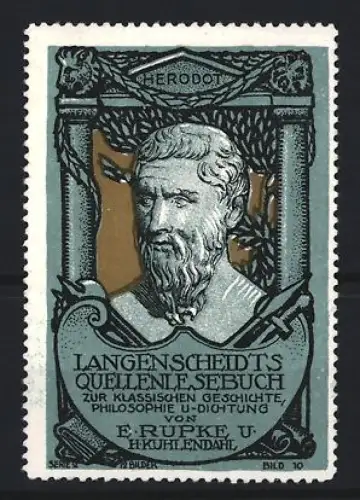 Reklamemarke Langenscheidts Quellenlesebuch, Herodot-Büste