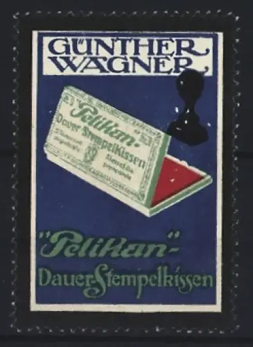 Reklamemarke Pelikan, Dauer-Stempelkissen, Stempelkissen und Stempel