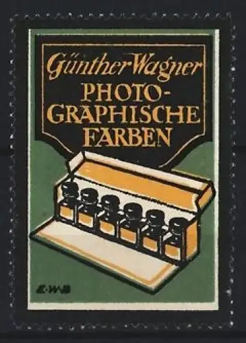 Reklamemarke Günther Wagner, Photographische Farben, Farbkasten