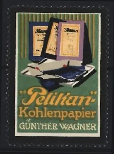 Reklamemarke Pelikan, Günther Wagner, Kohlenpapier