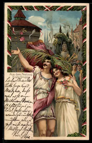 AK Nürnberg, X. Deutsches Turnfest 1903, Aus dem Festzug, Erste Gruppe, Ganzsache Bayern