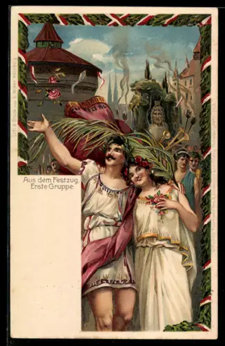 AK Nürnberg, X. Deutsches Turnfest 1903, Aus dem Festzug, Erste Gruppe, Ganzsache Bayern