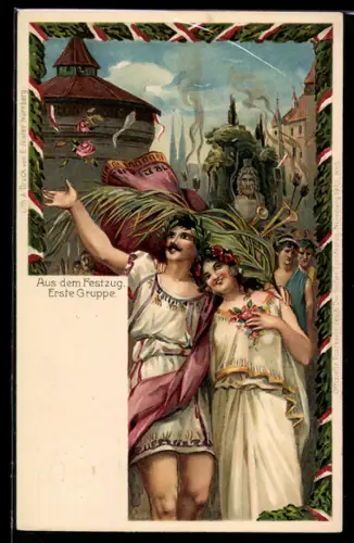 AK Nürnberg, X. Deutsches Turnfest 1903, Aus dem Festzug, Erste Gruppe, Ganzsache Bayern