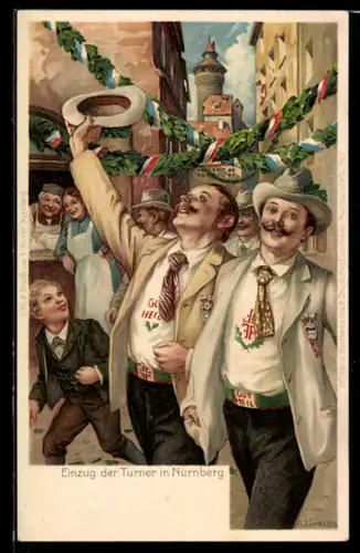 AK Nürnberg, X. Deutsches Turnfest 1903, Einzug der Turner, Ganzsache Bayern