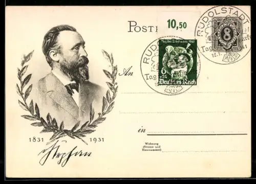 AK Porträt H. von Stephan 1831-1931, Ganzsache