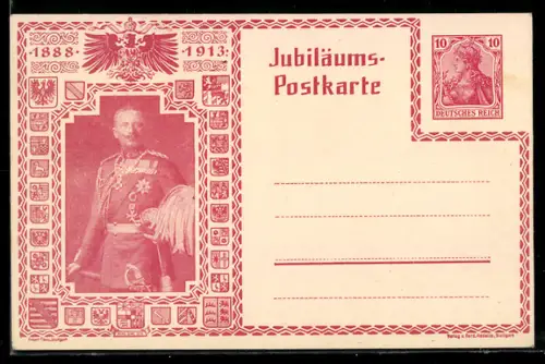 AK Portrait Kaiser Wilhelm II. in Uniform mit Orden, Ganzsache