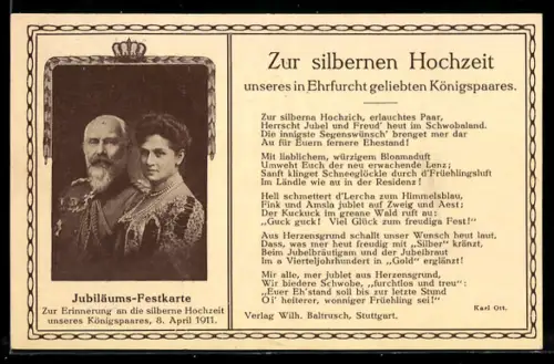 AK Silberne Hochzeit des Königspaares 1911, Ganzsache