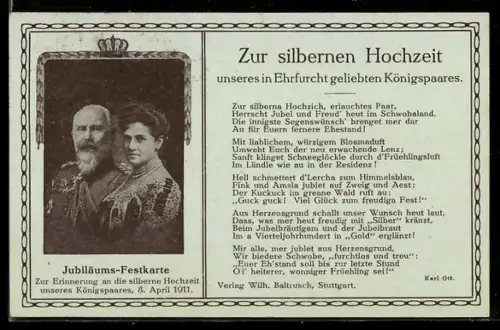 AK Silberne Hochzeit des Königspaares 1911, Ganzsache