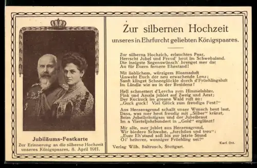 AK Silberne Hochzeit des Königspaares 1911, Ganzsache