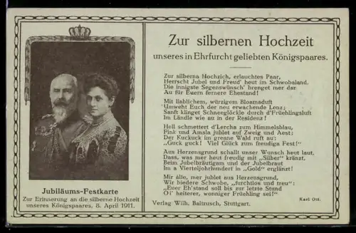 AK Silberne Hochzeit des Königspaares 1911, Ganzsache