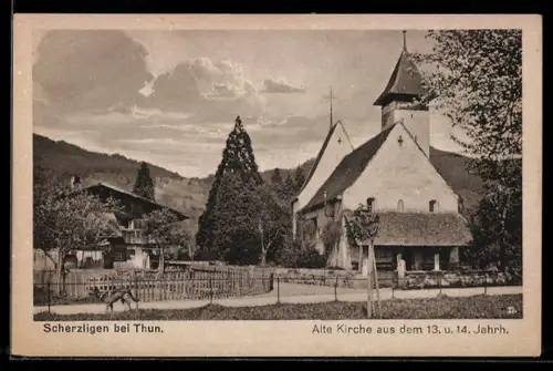 AK Scherzligen /Thun, Alte Kirche aus dem 13. u. 14. Jahrhundert