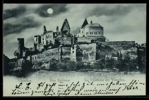 Mondschein-AK Vianden, Das Schloss