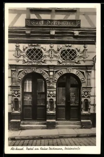AK Kassel, Portal am Hause Deichmann, Brüderstrasse