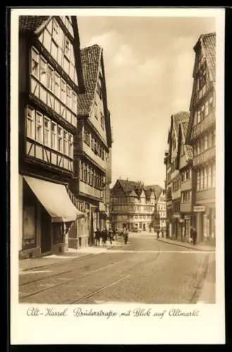 AK Kassel, Brüderstrasse mit Blick auf Altmarkt