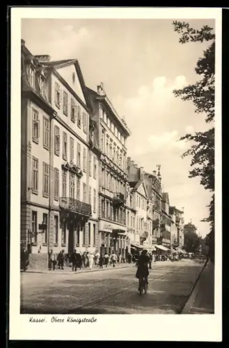 AK Kassel, Obere Königstrasse mit Geschäften