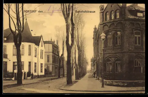 AK Nortorf, Bahnhofstrasse mit Geschäft