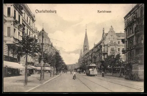 AK Berlin-Charlottenburg, Kantstrasse, Strassenbahn