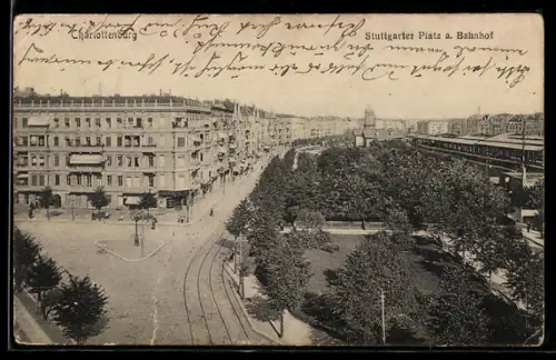 AK Berlin-Charlottenburg, Stuttgarter Platz am Bahnhof