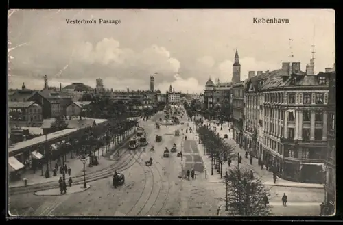 AK Kopenhagen, Strassenbahn, Vesterbro`s Passage