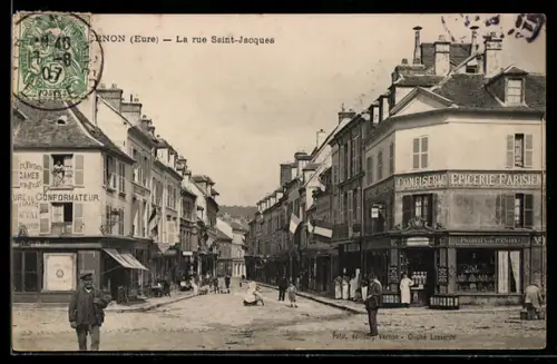AK Vernon, La rue Saint-Jacques, Epicerie
