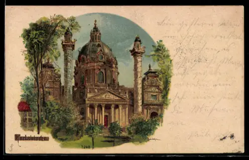 Künstler-AK Wien, Vorderansicht der Karlskirche