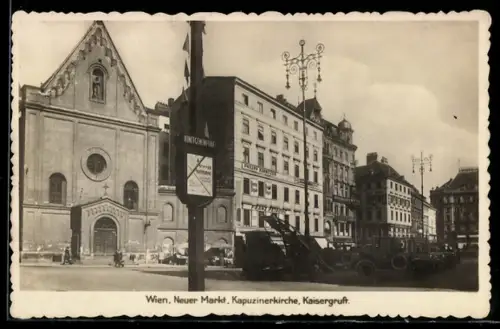 AK Wien, Neuer Markt mit Kapuzinerkirche und Kaisergruft