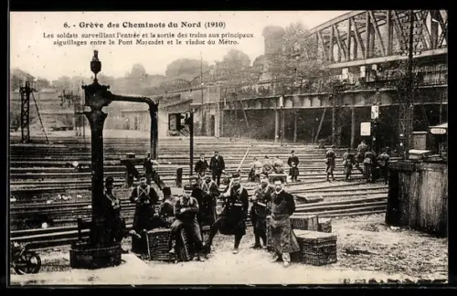 AK Grève des Cheminots du Nord, 1910, Arbeiterbewegung, französische Eisenbahn