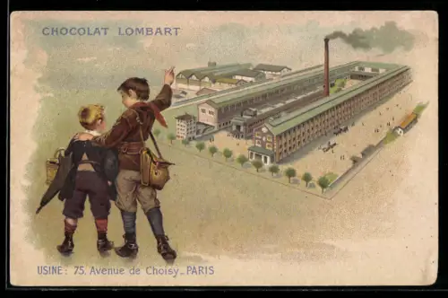 Lithographie Paris, Usine de Chocolat Lombart, 75 Avenue de Choisy