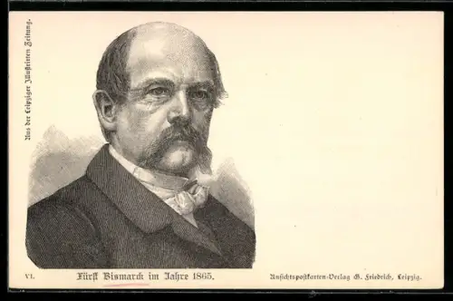 AK Fürst Bismarck im Jahre 1865, Porträt