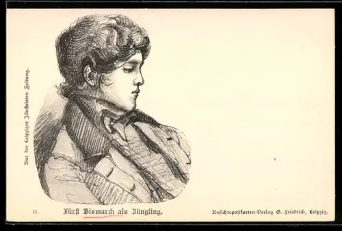 AK Fürst Bismarck als Jüngling im Profil