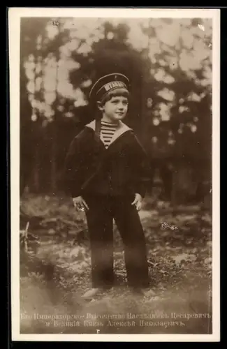 AK Alexej von Russland in Matrosenanzug mit Mütze
