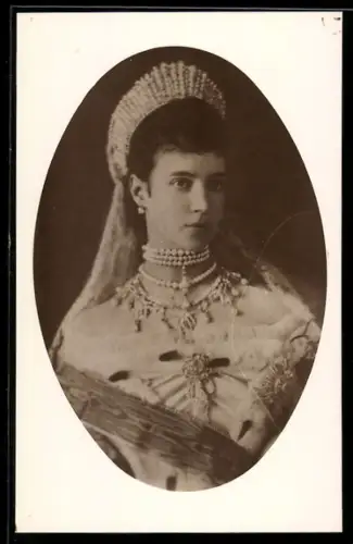 AK Maria Fjodorowna von Russland mit Perlenschmuck im Portrait