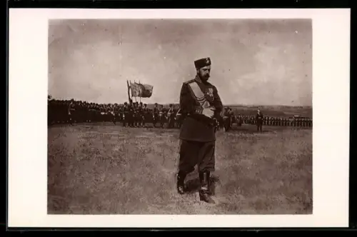 AK Nikolaus II. von Russland während eines Manövers im Felde