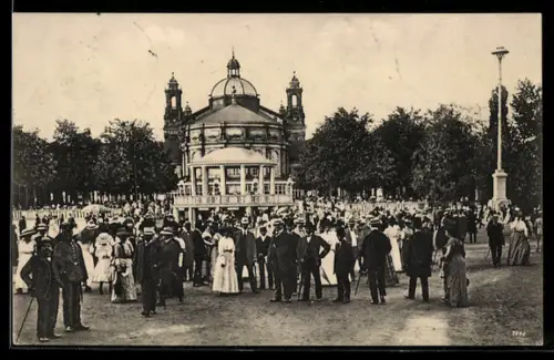 AK Dresden, Internationale Hygiene-Ausstellung 1911, Konzert-Platz und Haupt-Restaurant