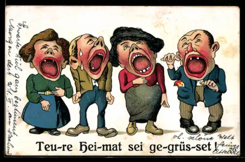 AK Frauen und Männer eines Sängerbundes, Teue Heimat sei gegrüsset !