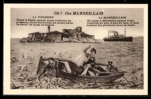 AK Marseille, Passagierschiff passiert das Chateau d`If vor Marseille