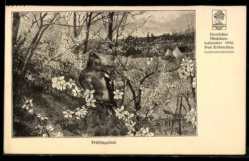 AK Deutscher Mädchenkalender 1916, Das Kränzchen, Frühlingslied
