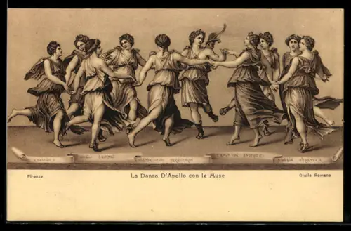 Künstler-AK Stengel & Co. Nr. 29845: la Danza d`Apollo con le Muse