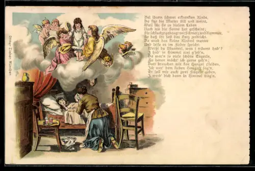 AK Mutter trauert am Bett ihrer gestorbenen Tochter