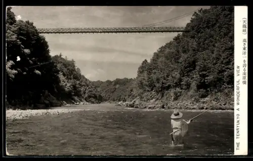 AK The Tenryukyo, A wonderful view, Angler im Fluss
